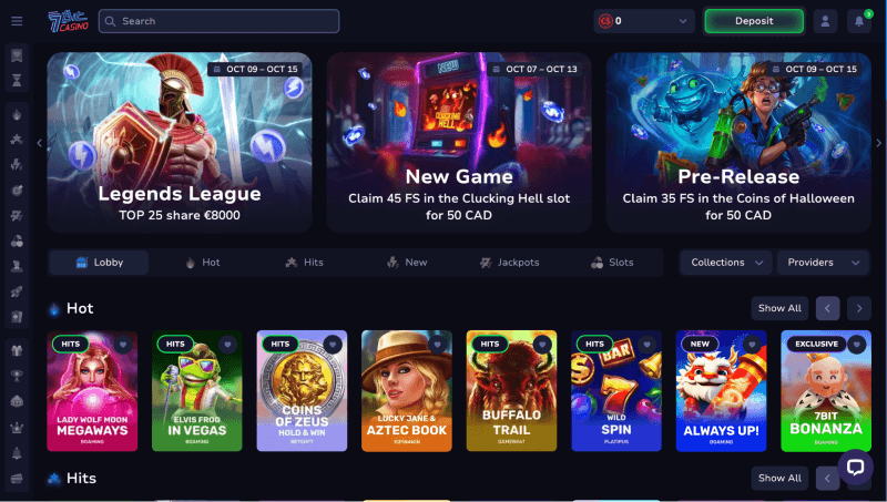 7BitCasino webpage