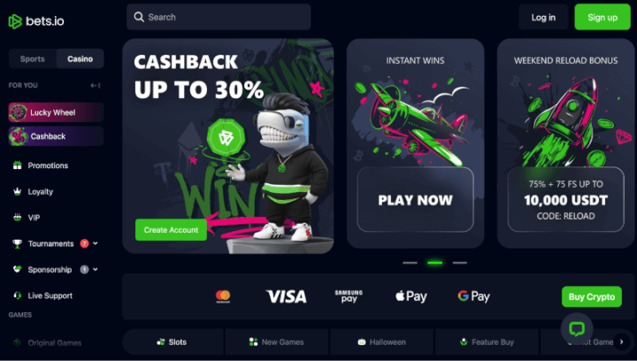 Bets.io webpage