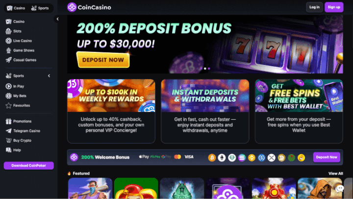 CoinCasino webpage