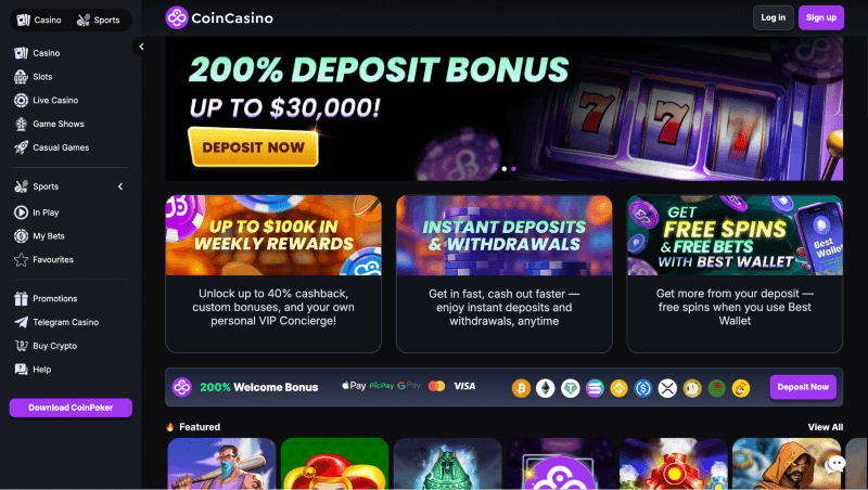 CoinCasino webpage