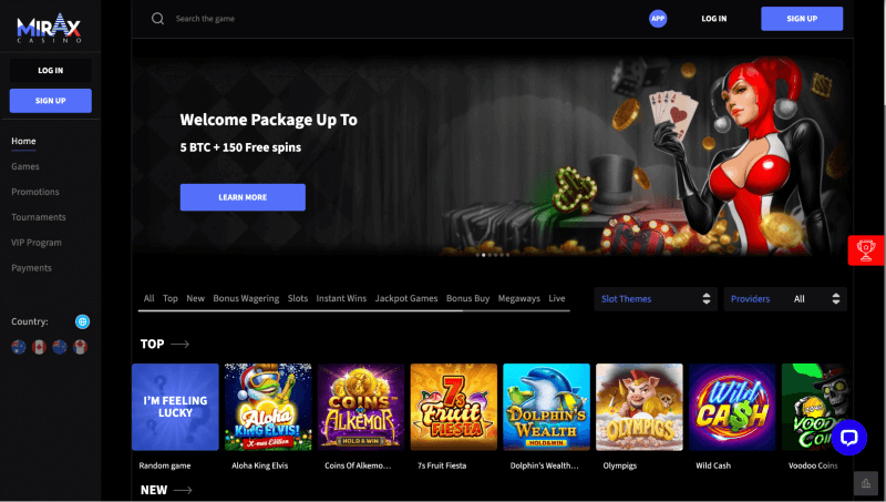 MiraxCasino webpage