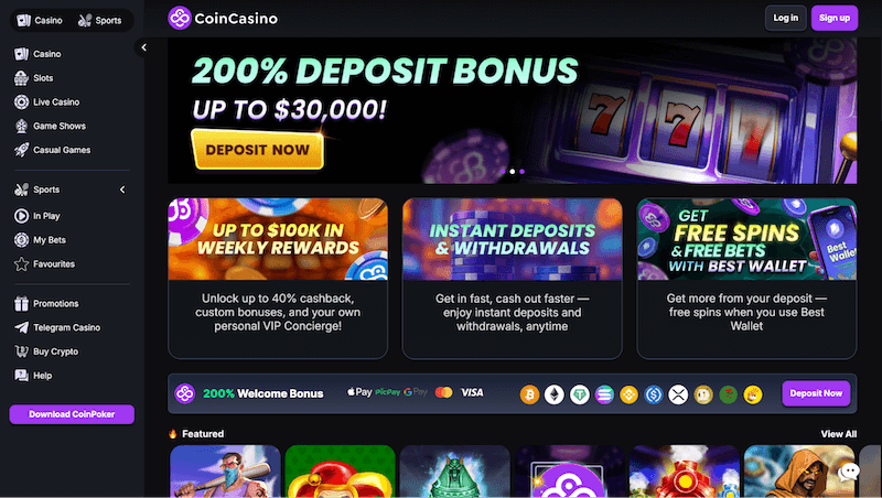 Coincasino webpage